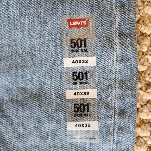 Levi's 501 Jeans Men's 40x32 Blue Original Premium Straight Button Fly Cowboy - Picture 4 of 12